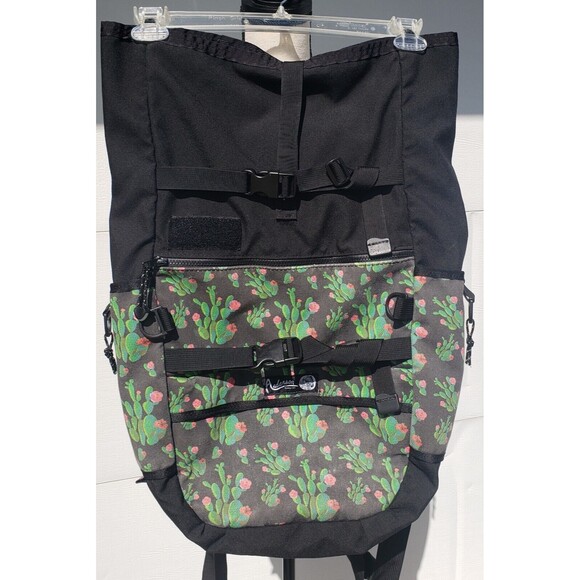 Anderson Supply Co Backpack Roll Top Custom Made In USA Black w/Cactus Flowers - Picture 1 of 16